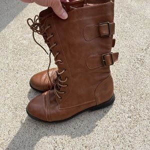 West Blvd Brown Ankle Boots with Buckle Detail